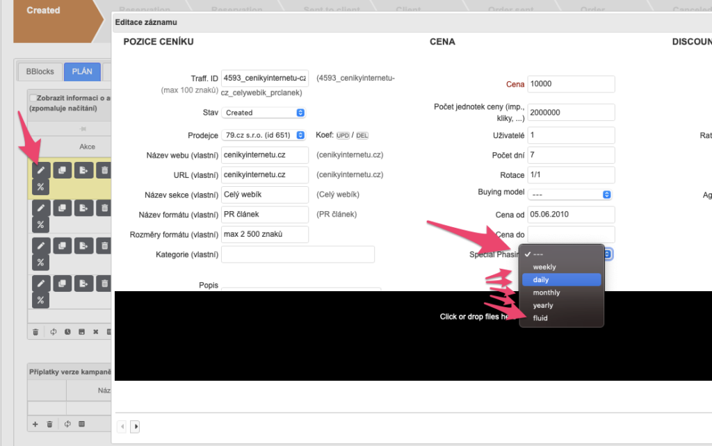 special phasing - editace pozice