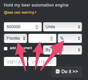 Nastavení intenzity Frontload nebo Backload