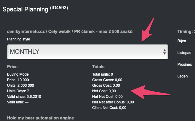 přepínání typu Special phasingu