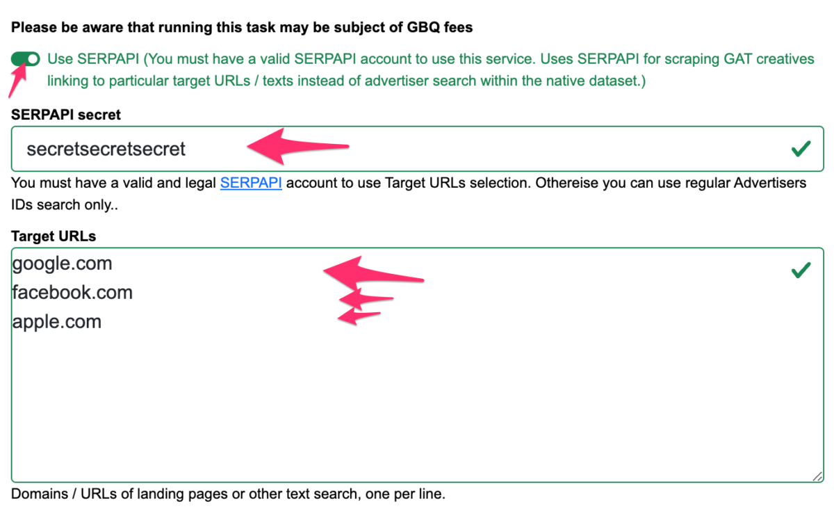 Google Ads Transparency SOV – vyhledávání podle domén či textů reklam