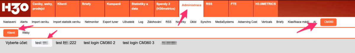 Poloautomatická synchronizace H3.0 a CM360 IDs pro Trafficker modul