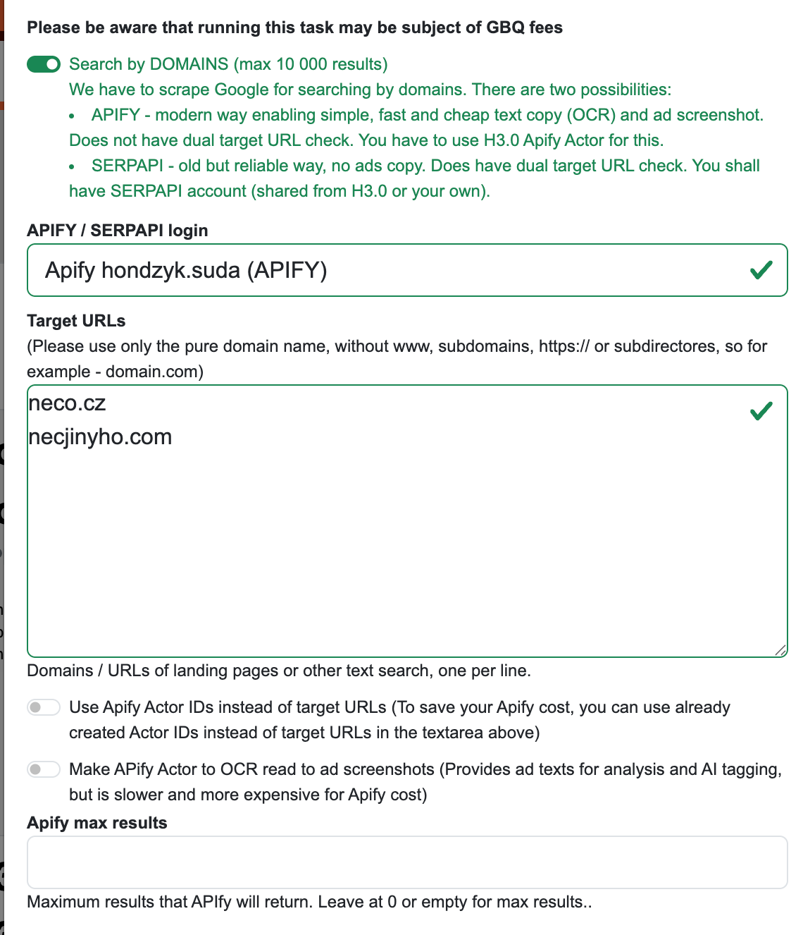 Aktuální shrnutí novinek v nastavení DataTasku u Google Ads Transparency dat – 2025-09
